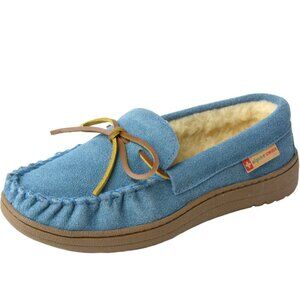 Women's Memory Foam Rubber Insole Faux Fur Anti Slip Sole Blue Slippers Boot